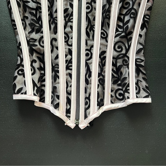 Vintage Y2K Hoss International Corset Top Size Medium-Mesh Velvet Bustier - Picture 8 of 16